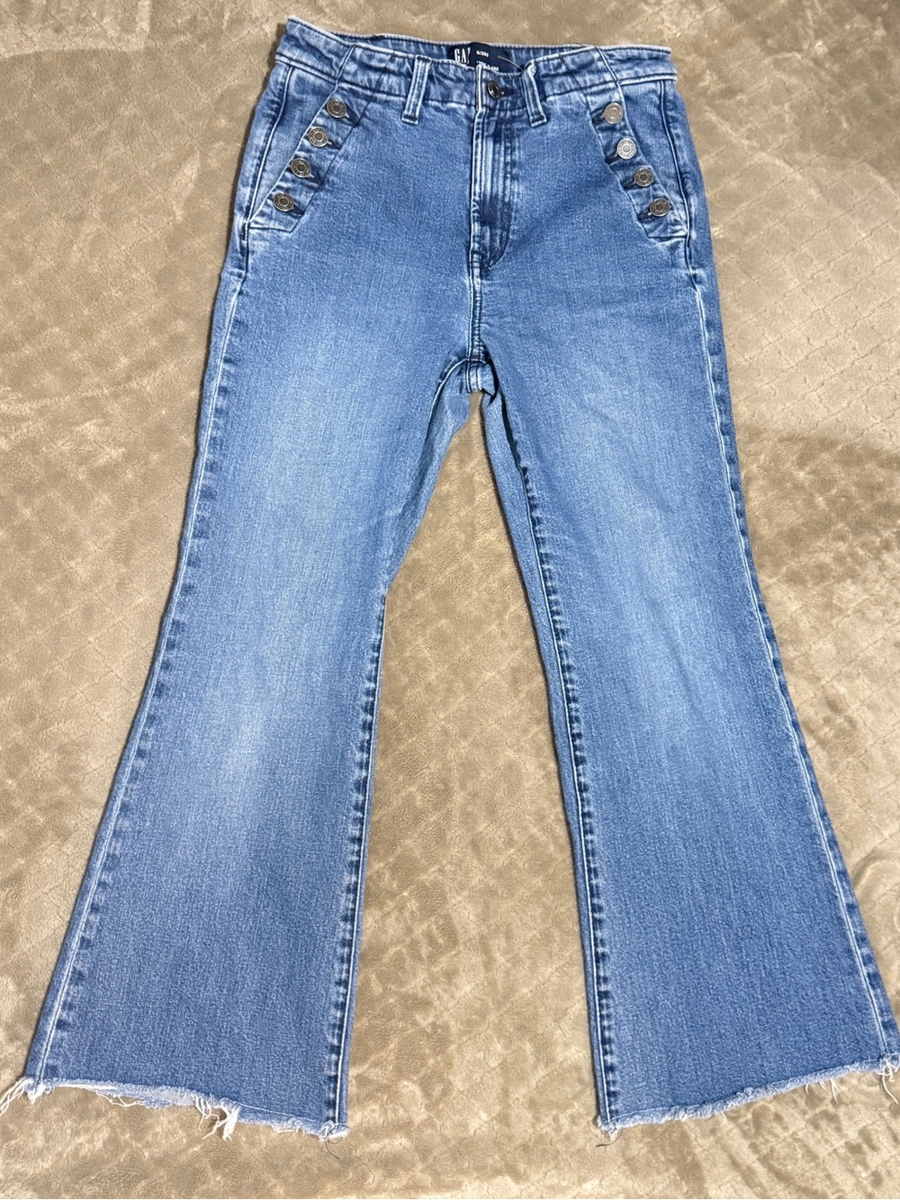 GAP 70s Flare Sailor Button Jeans 6/28S Petite